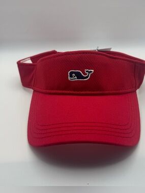 Vineyard Vines Red Whale Logo Visor Hat OSFM Adjustable Preppy Golf Tennis NWT
